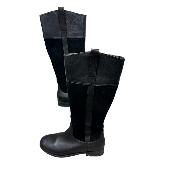 Vionic Downing Black Leather Suede Boots Size 11 Tall Knee High Riding Heeled - Picture 3 of 6